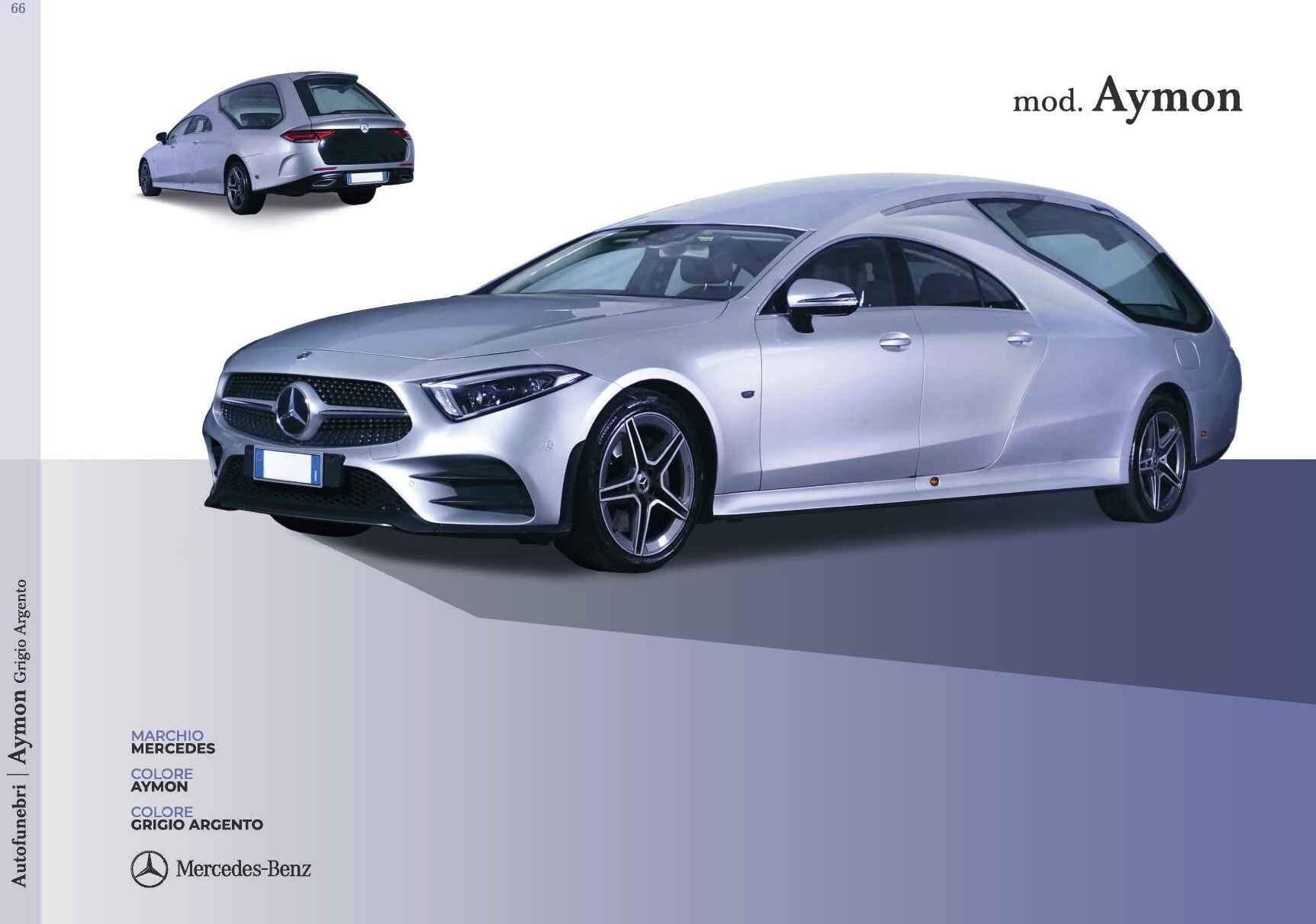 Auto funebre Mercedes linea Aymon grigio argento