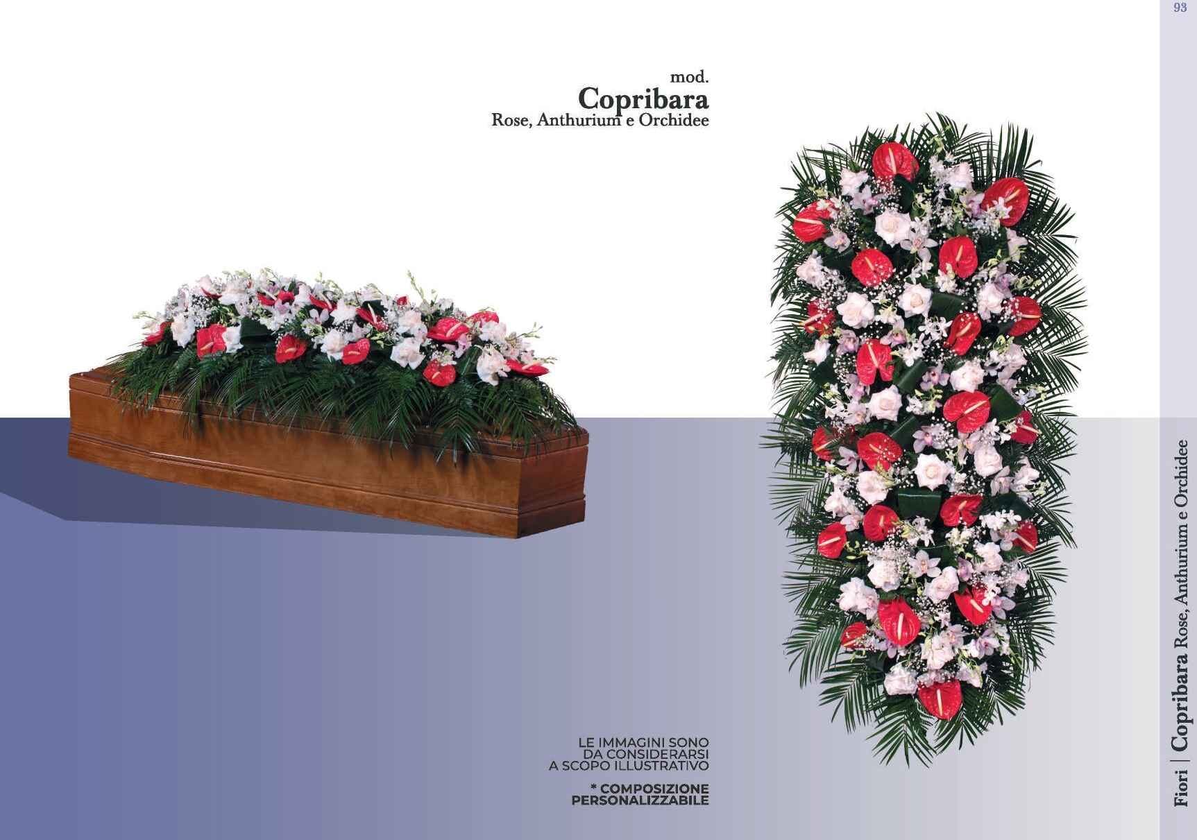 Copribara funebre con rose orchidee e anthurium