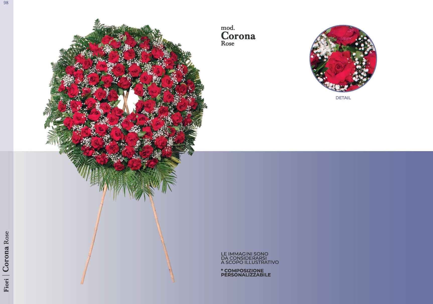Corona funebre di rose fresche