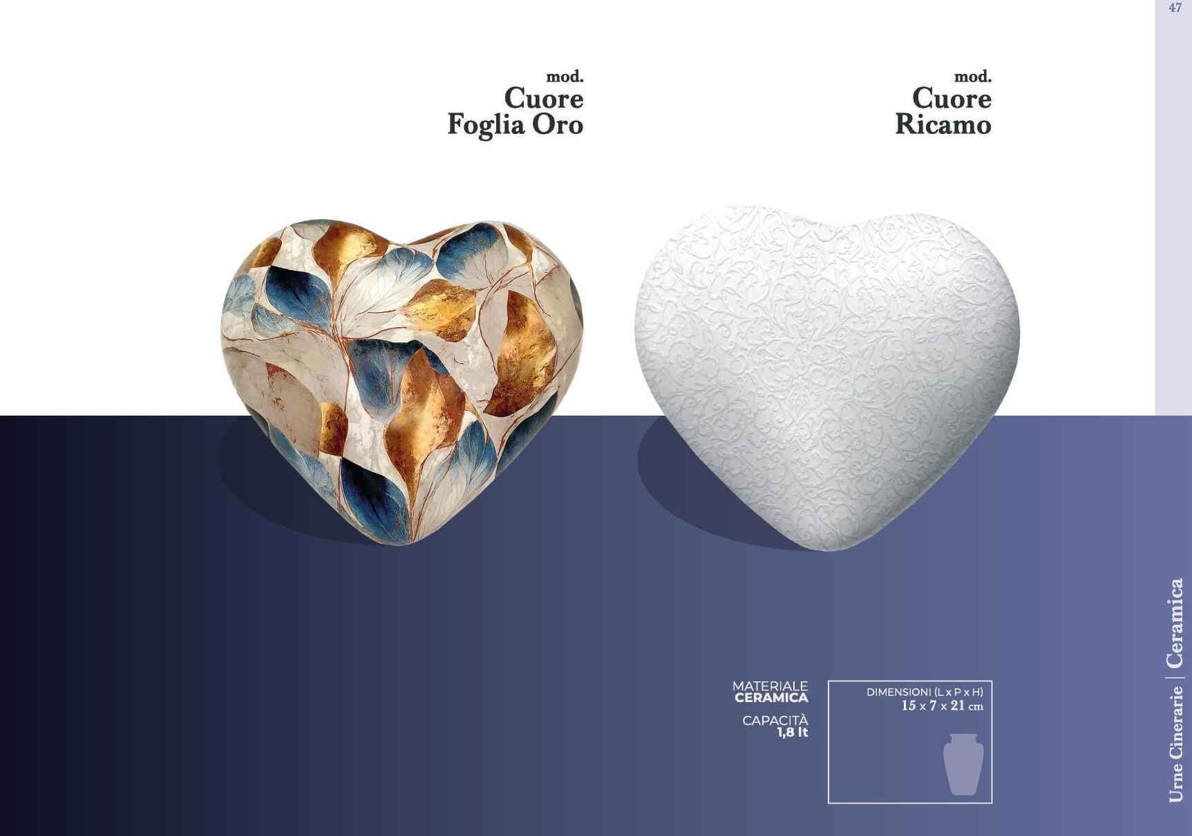 Urna cineraria a forma di cuore