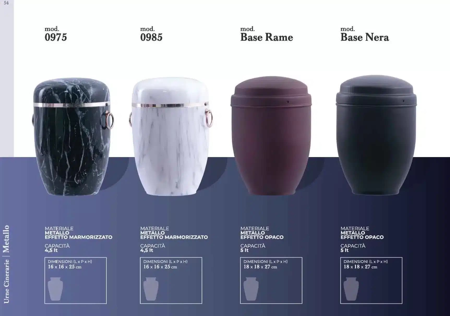 Urna cineraria in marmo naturale con base
