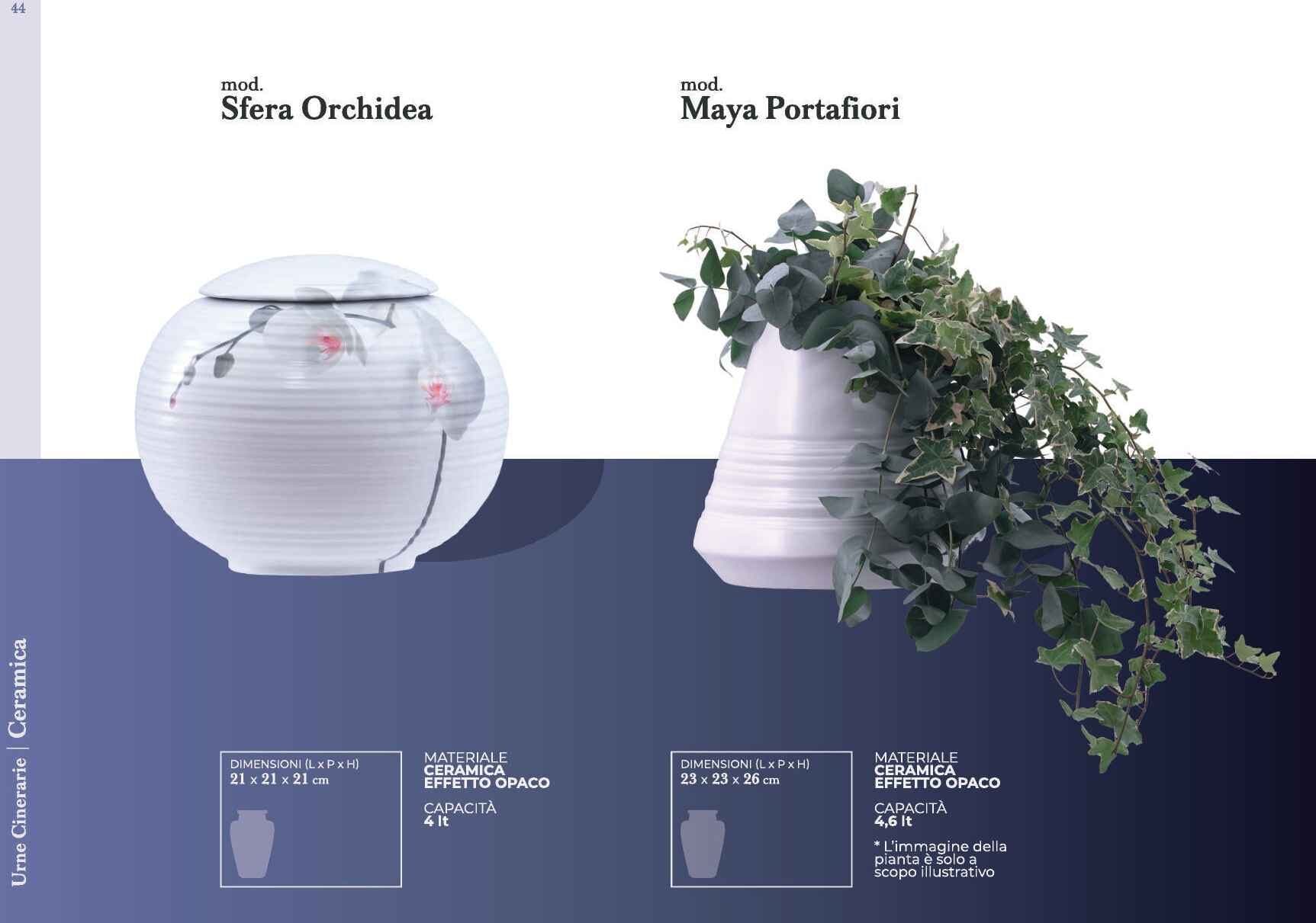 Urna cineraria modello sfera orchidea con portafiori